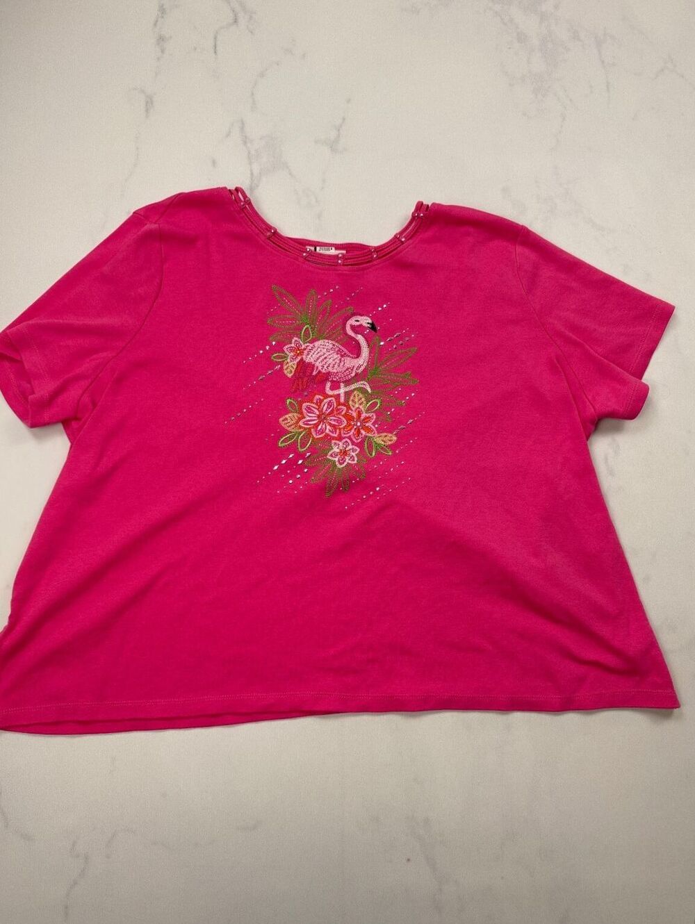 Alfred Dunner Embellished Graphic T Shirt Pink Contemporary - Women 3X
